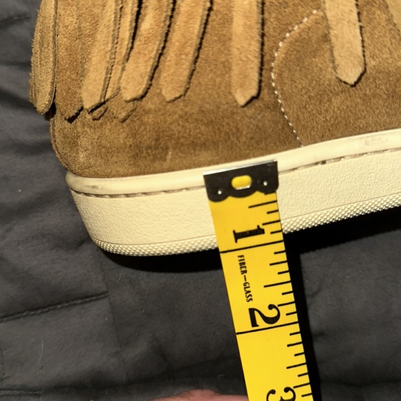 Yves Saint Laurent Shoes Tan Suede Fringed High Top Sneakers Size: 42 - Picture 6 of 7